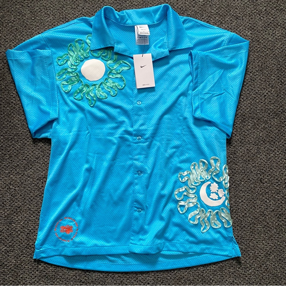 Nike Uphoria Button-Up Mesh Short Sleeve Top Jersey Shirt Mens SZ L DV9676-416